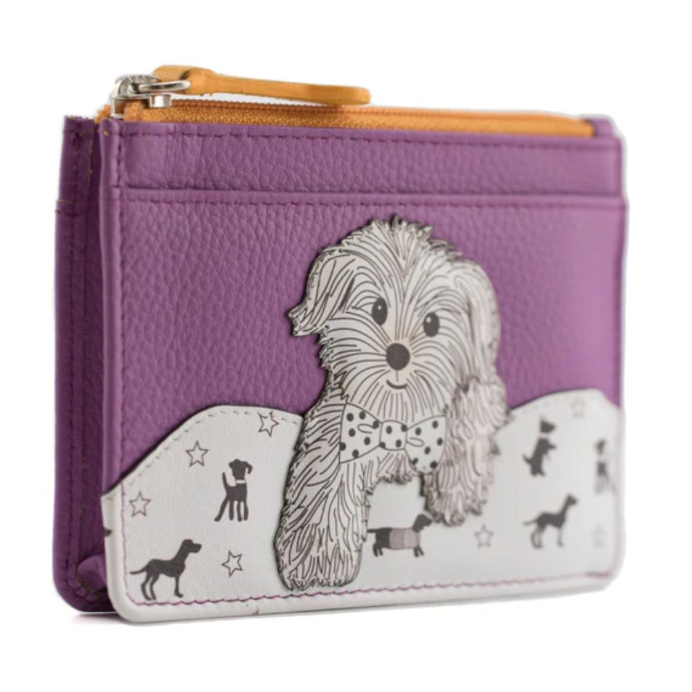 Mala Leather Purple Coco Pup Coin Purse & Card Holder - Old Railway Line Garden Centre