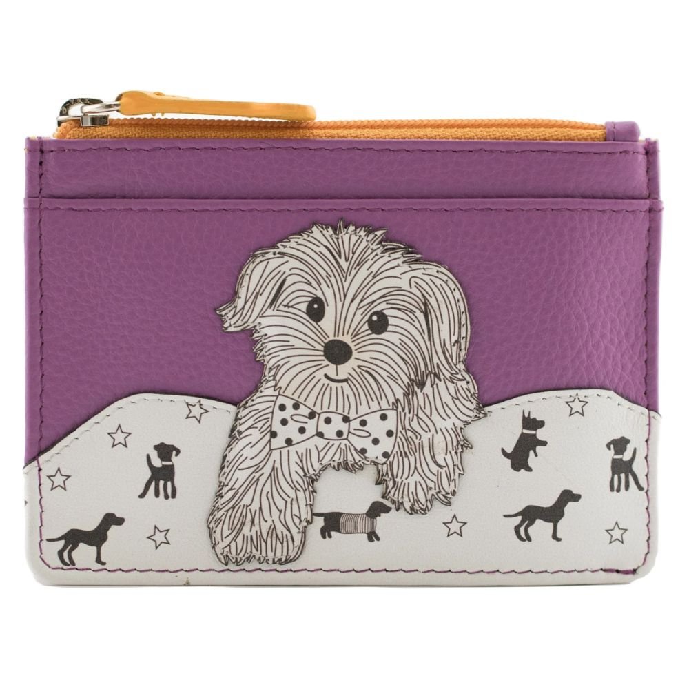 Mala Leather Purple Coco Pup Coin Purse & Card Holder - Old Railway Line Garden Centre