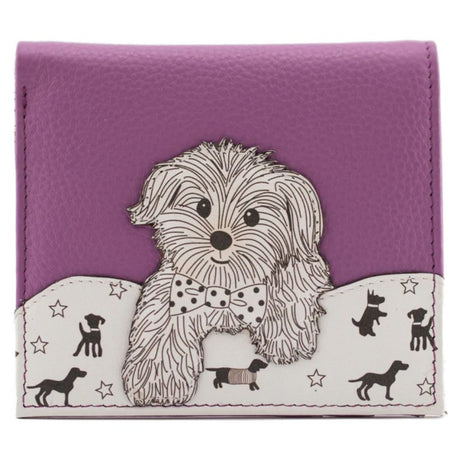 Mala Leather Purple Coco Pup Compact Purse With Zip Coin Pocket - Old Railway Line Garden Centre