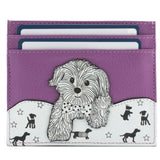 Mala Leather Purple Coco Pup Slim Card Holder With Zip Coin Back Pocket - Old Railway Line Garden Centre