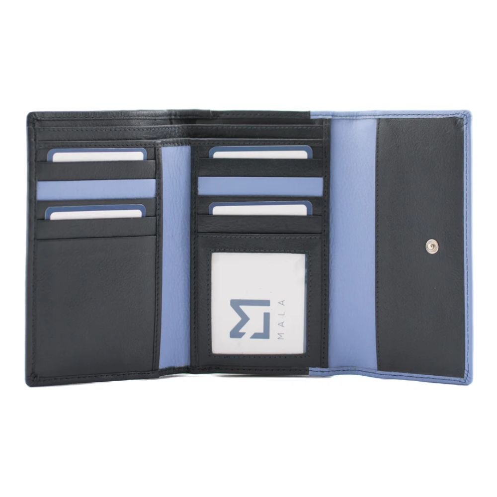 Mala Leather Snowdrop Large Tri fold Purse - Old Railway Line Garden Centre