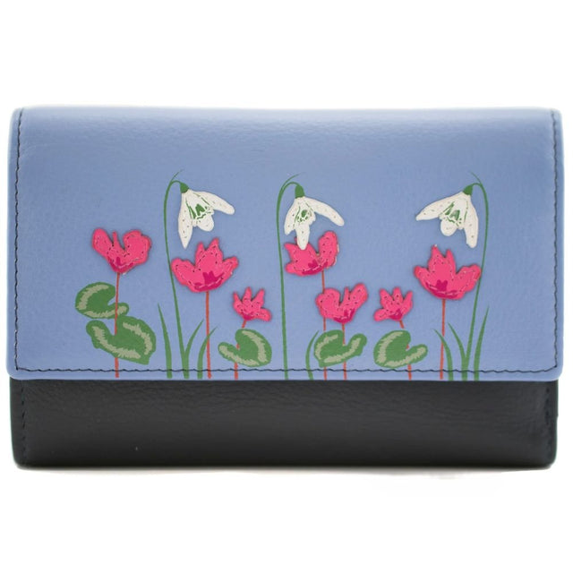 Mala Leather Snowdrop Large Tri fold Purse - Old Railway Line Garden Centre