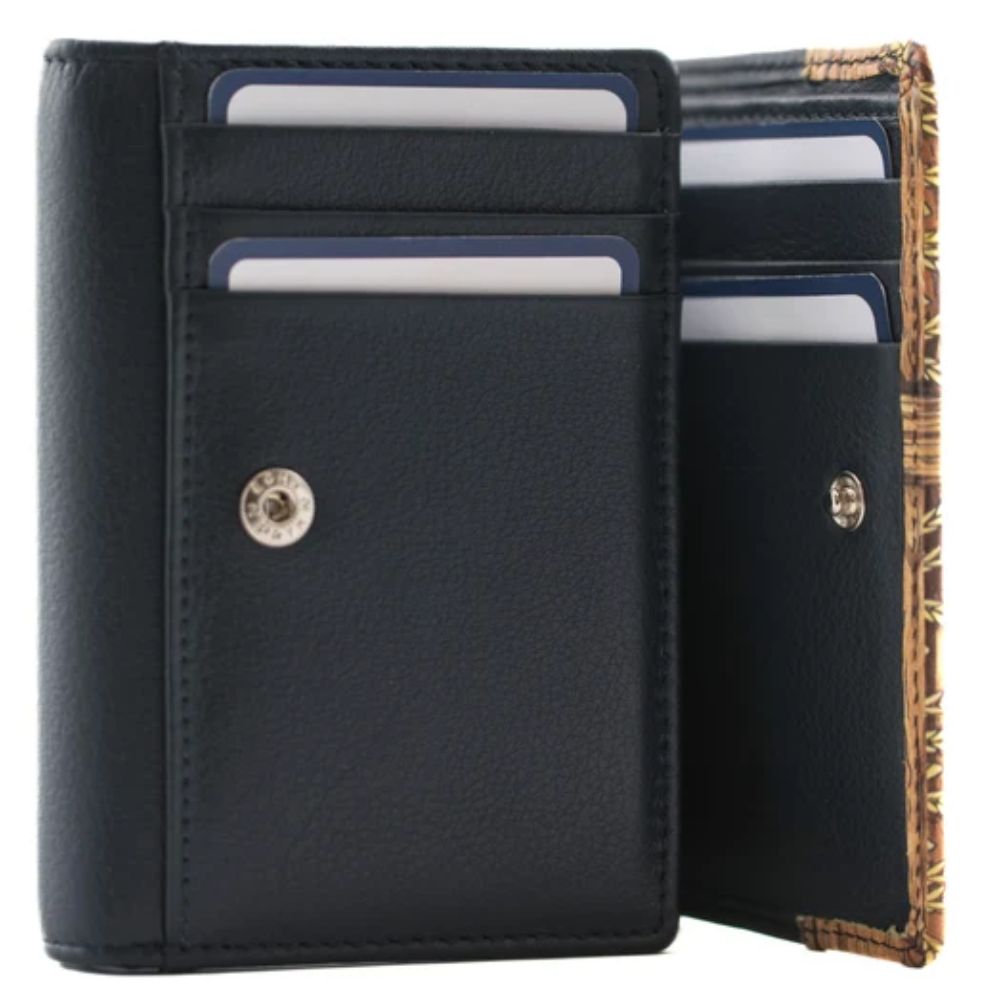 Mala Leather Stable Row Compact Leather Tri fold Purse Navy