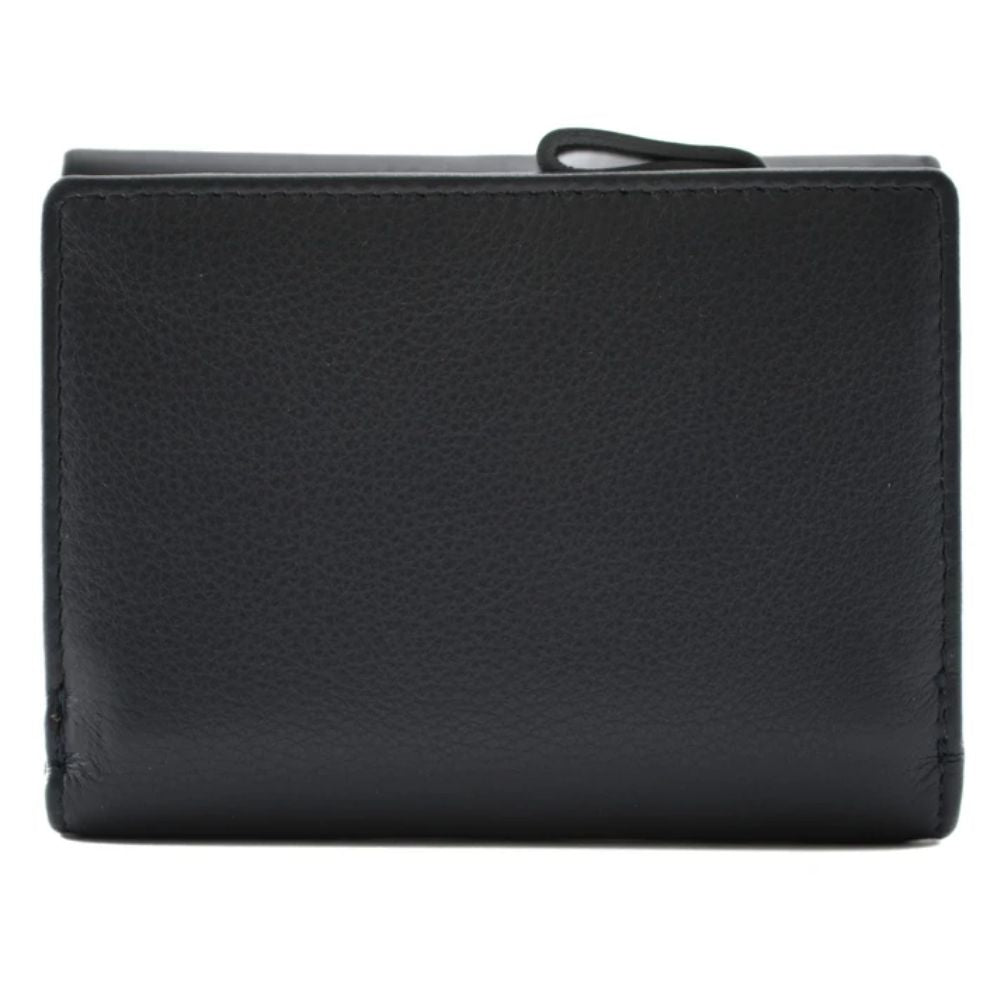 Mala Leather Stable Row Compact Leather Tri fold Purse Navy