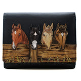 Mala Leather Stable Row Compact Leather Tri fold Purse Navy