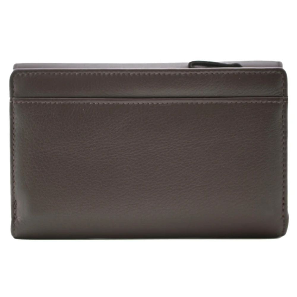 Mala Leather Stable Row Large Leather Tri fold Purse Brown
