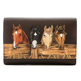 Mala Leather Stable Row Large Leather Tri fold Purse -Brown