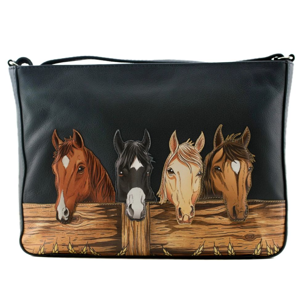 Mala Leather Stable Row Leather Crossbody Bag Navy