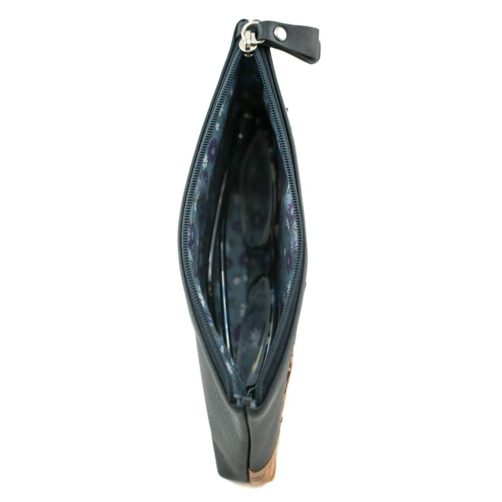 Mala Leather Stable Row Leather Zip Top Glasses Case Navy