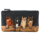 Mala Leather Stable Row Leather Zip Top Glasses Case Navy