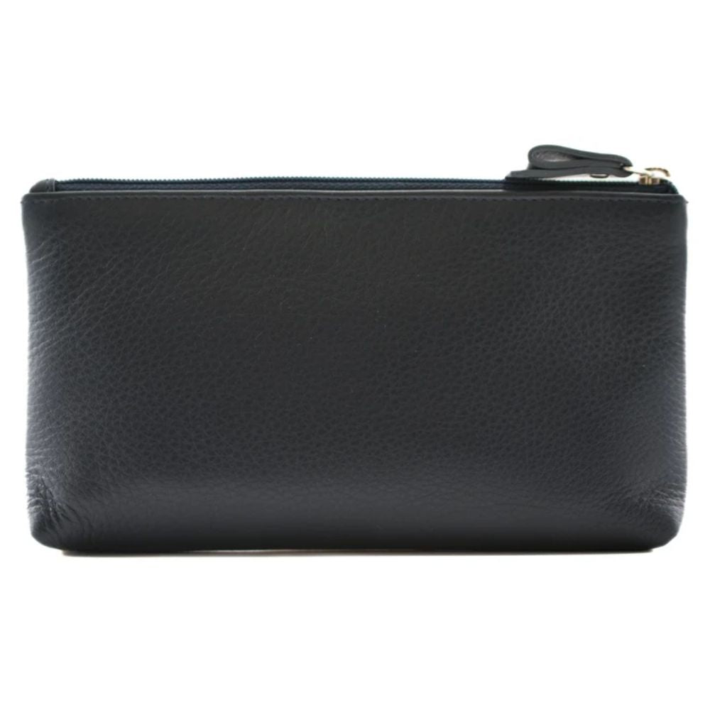Mala Leather Stable Row Leather Zip Top Glasses Case Navy