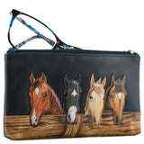 Mala Leather Stable Row Leather Zip Top Glasses Case Navy