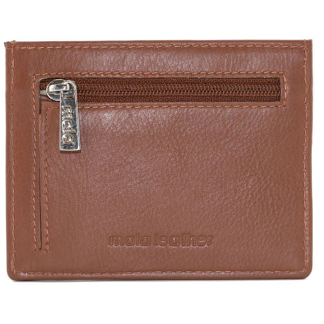 Mala Leather Tan Origin Plain Leather Card Holder With Zip Pocket - Old Railway Line Garden Centre