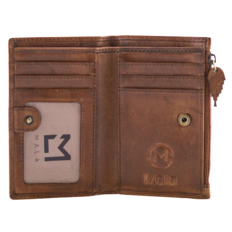 Mala Leather Wild Bloom Classic Tan Leather Compact Purse