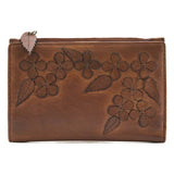 Mala Leather Wild Bloom Classic Tan Leather Compact Purse