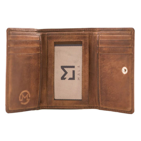 Mala Leather Wild Bloom Classic Tan Leather Tri fold Purse