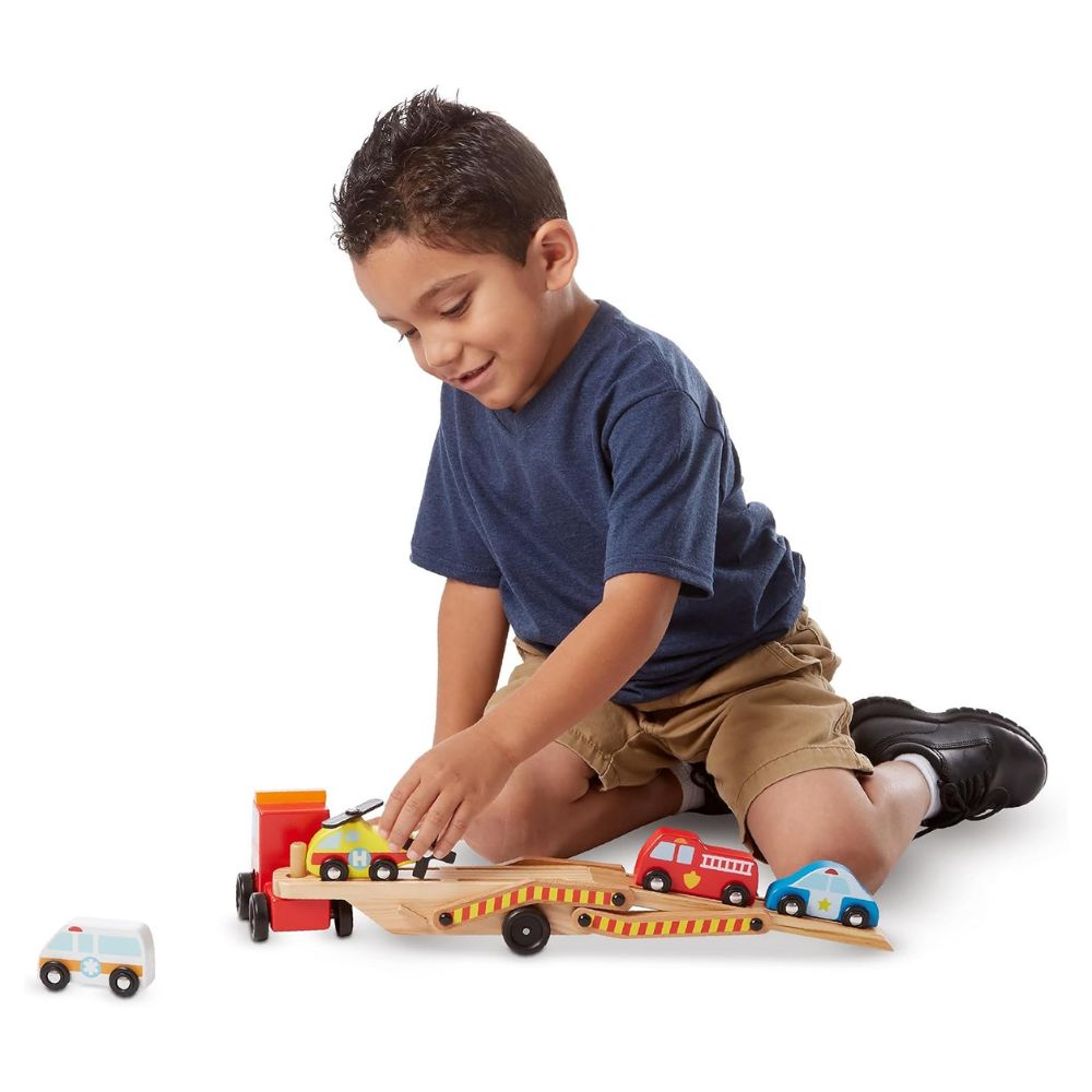 Melissa & Doug Wooden Emergency Vehicle Carrier
