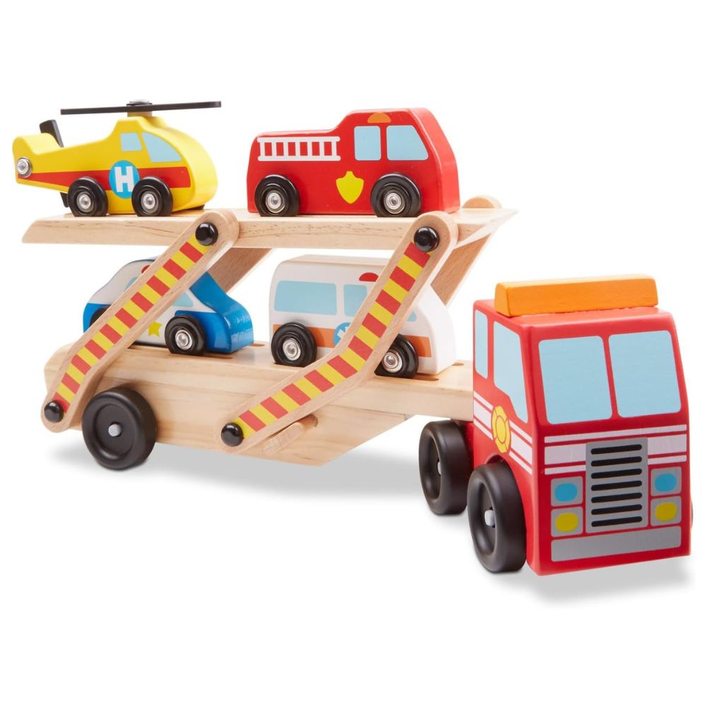 Melissa & Doug Wooden Emergency Vehicle Carrier