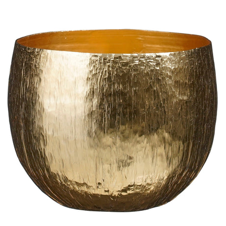 Mica Decorations 21cm Gold Metal House Pot - Old Railway Line Garden Centre