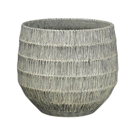 Mica Decorations 30cm Tobias Round Textured Plant Pot - Off White - Old Railway Line Garden Centre