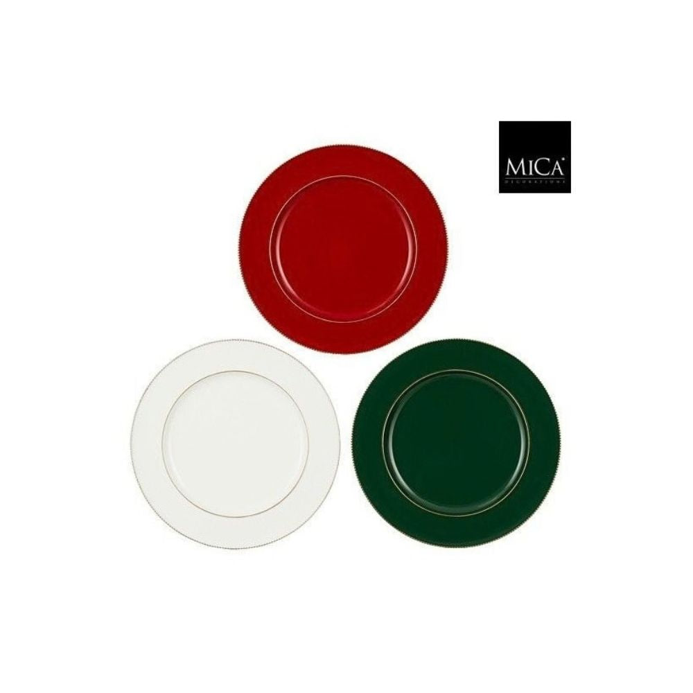 Mica Decorations 33cm Christmas Colours Plastic Plate