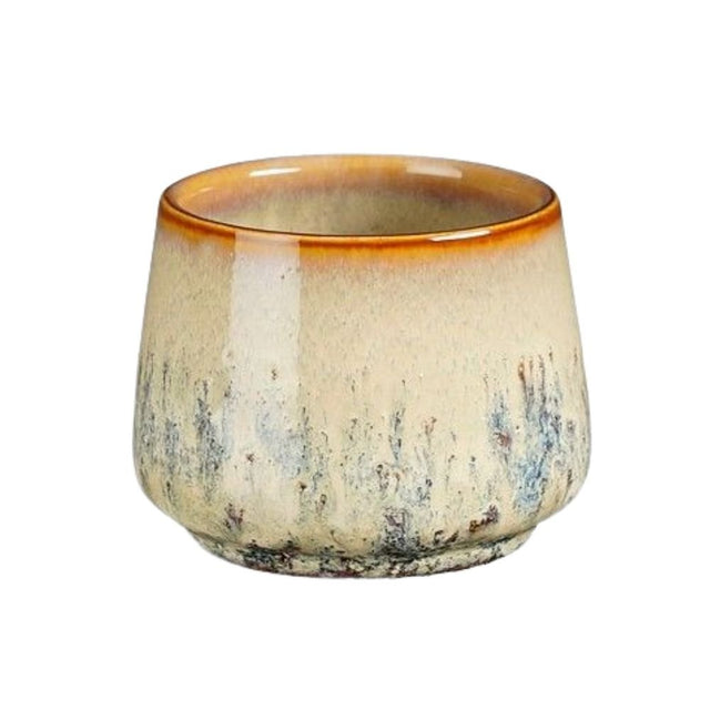 Mica Decorations 7cm Round Glazed Plant Pot - Beige - Old Railway Line Garden Centre