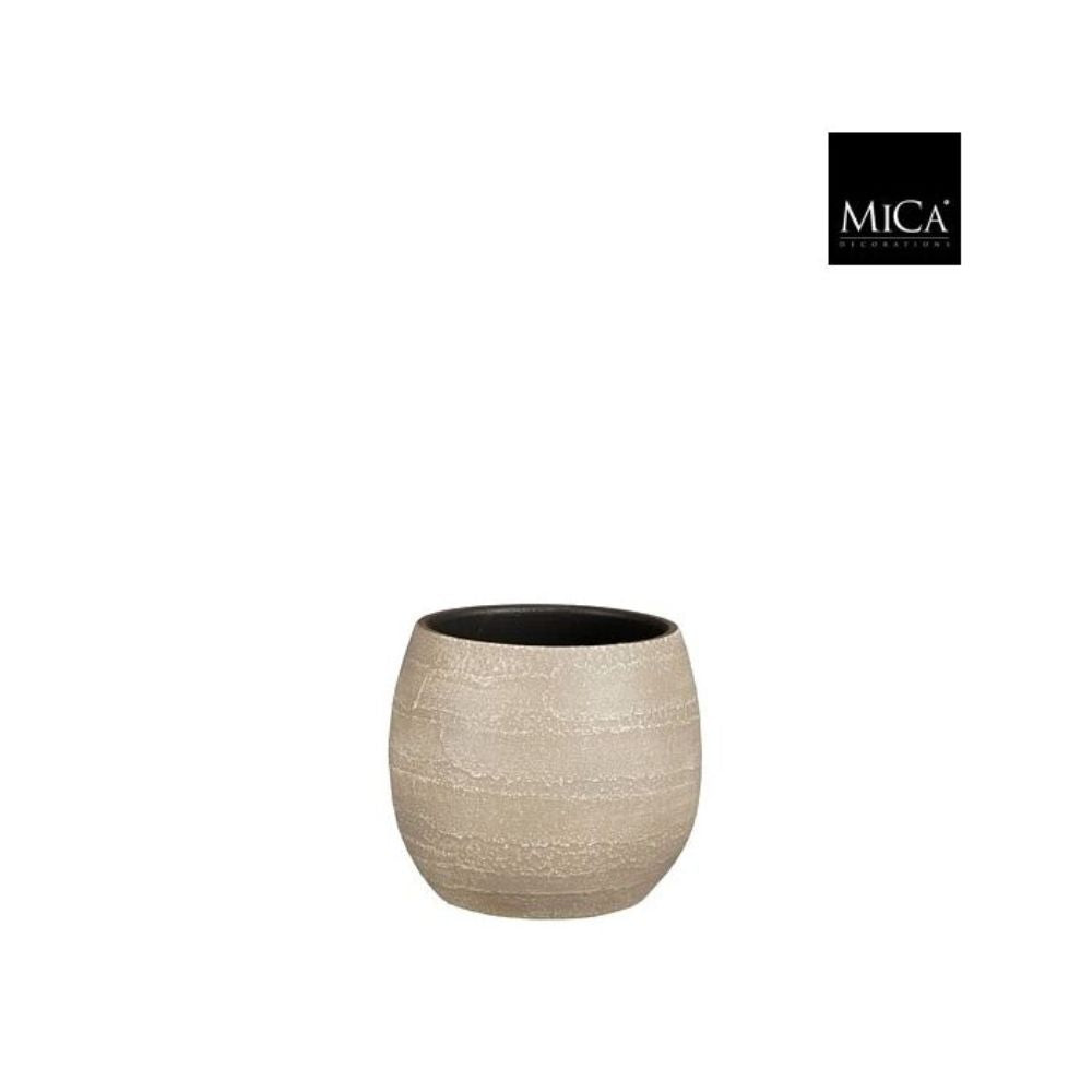 Mica Decorations Alentejo Pot Round Beige - H15 x D16cm