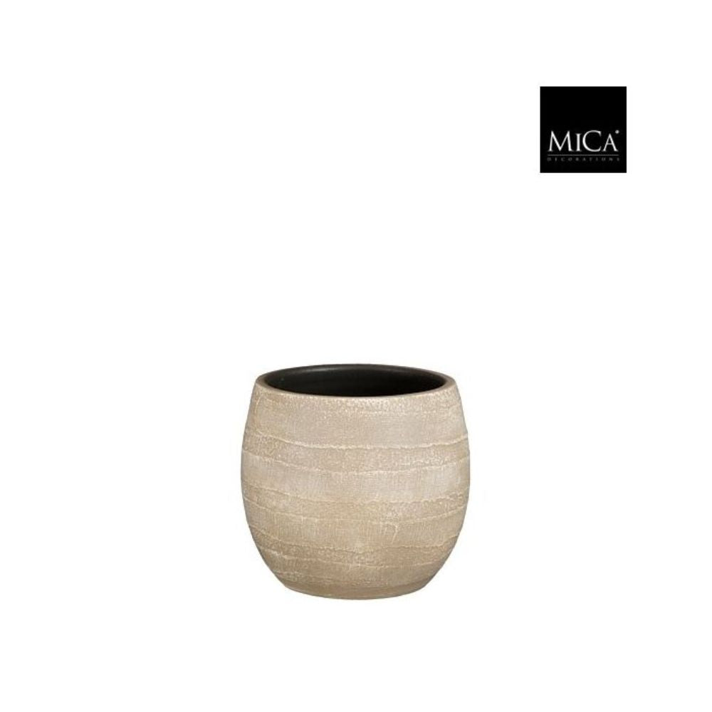 Mica Decorations Alentejo Pot Round Beige - H17 x D19cm