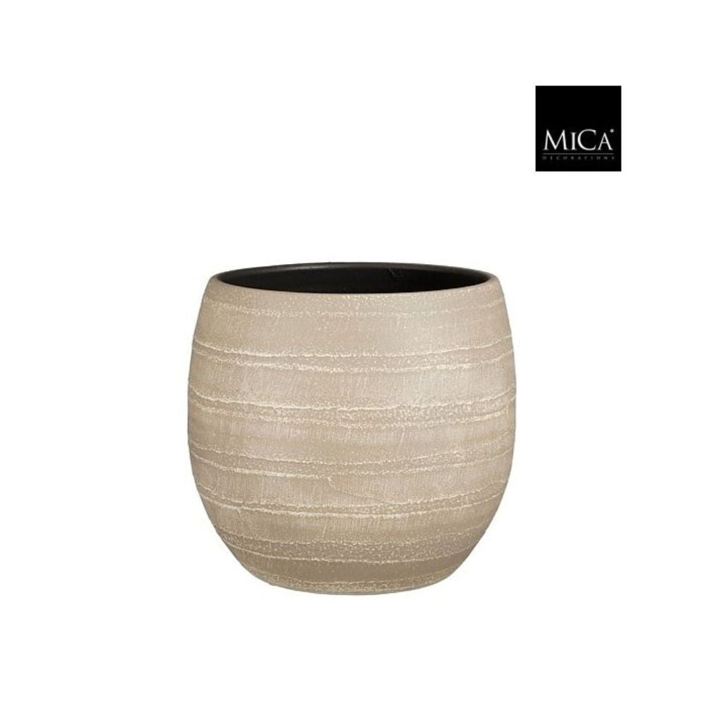 Mica Decorations Alentejo Pot Round Beige - H24 x D27cm