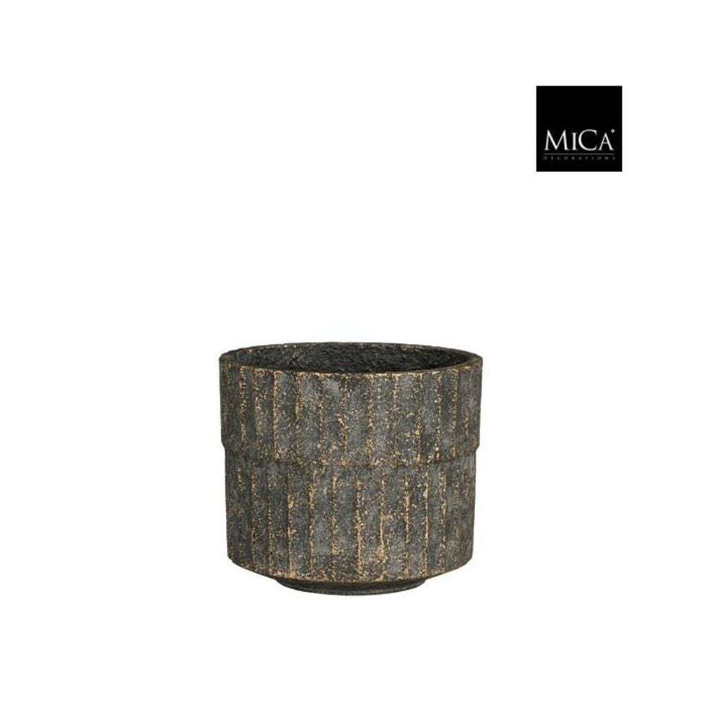 Mica Decorations Apiro Pot Round Black - H15 x D17.5cm