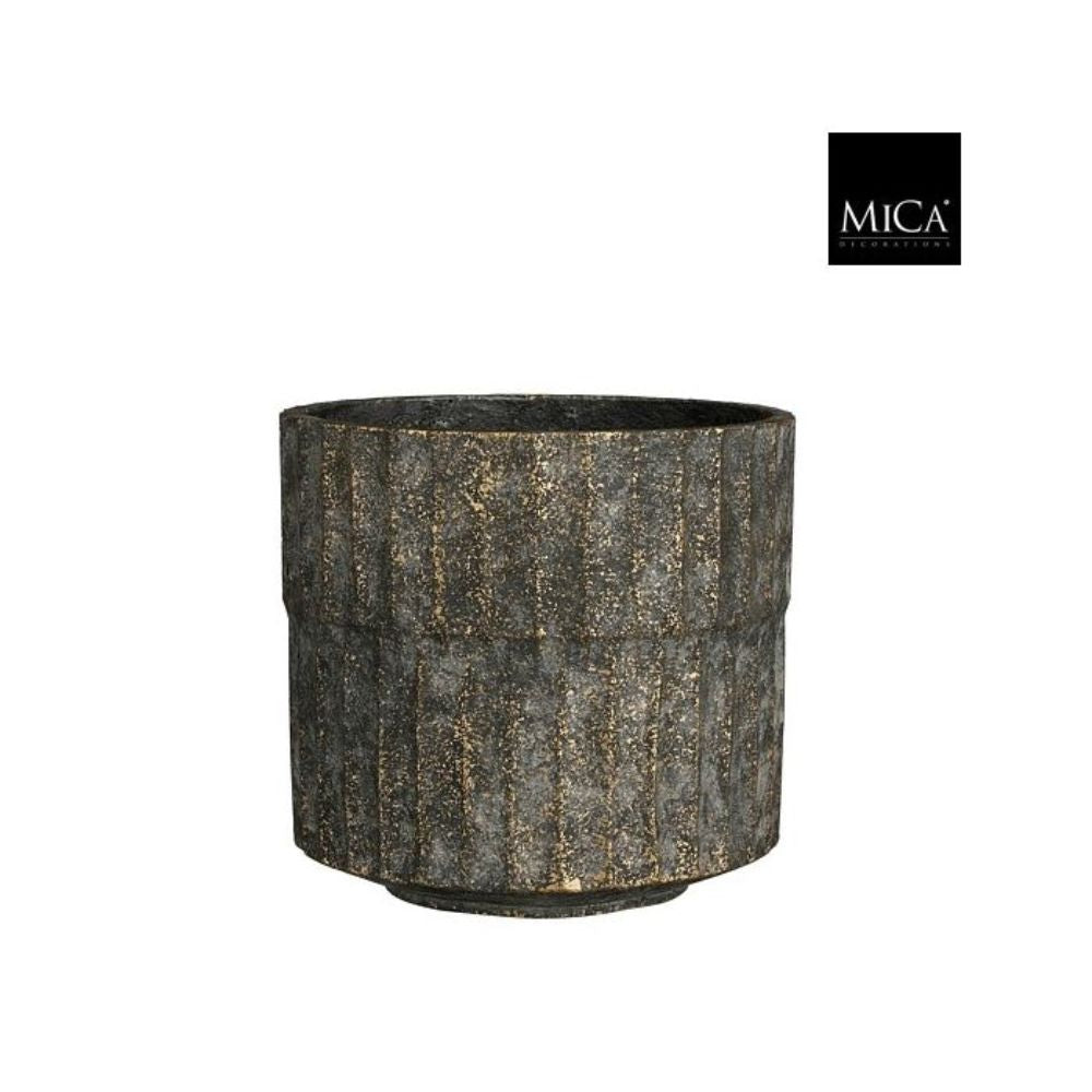 Mica Decorations Apiro Pot Round Black - H21 x D22.5cm