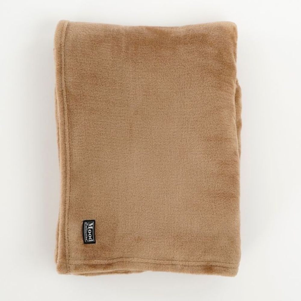 Mica Decorations Famke Fleece Plaid - L180 x W130 cm - Light brown