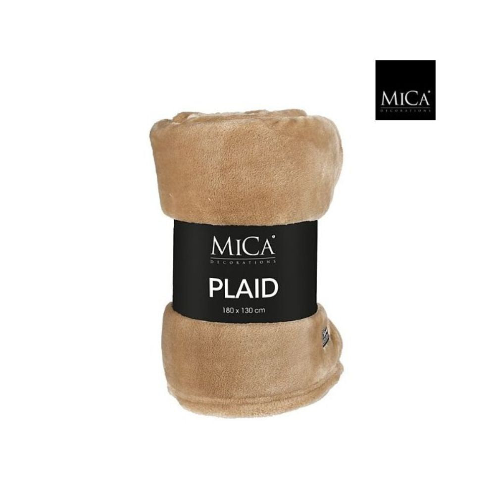 Mica Decorations Famke Fleece Plaid - L180 x W130 cm - Light brown