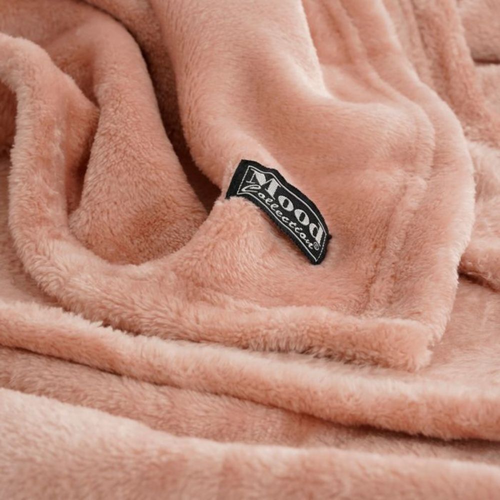 Mica Decorations Famke Fleece Plaid - L180 x W130 cm - Peach