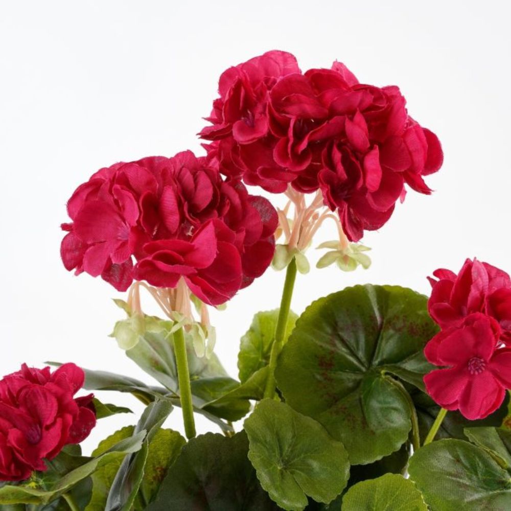 Mica Decorations Geranium Artificial Plant in Pot - Dark Pink