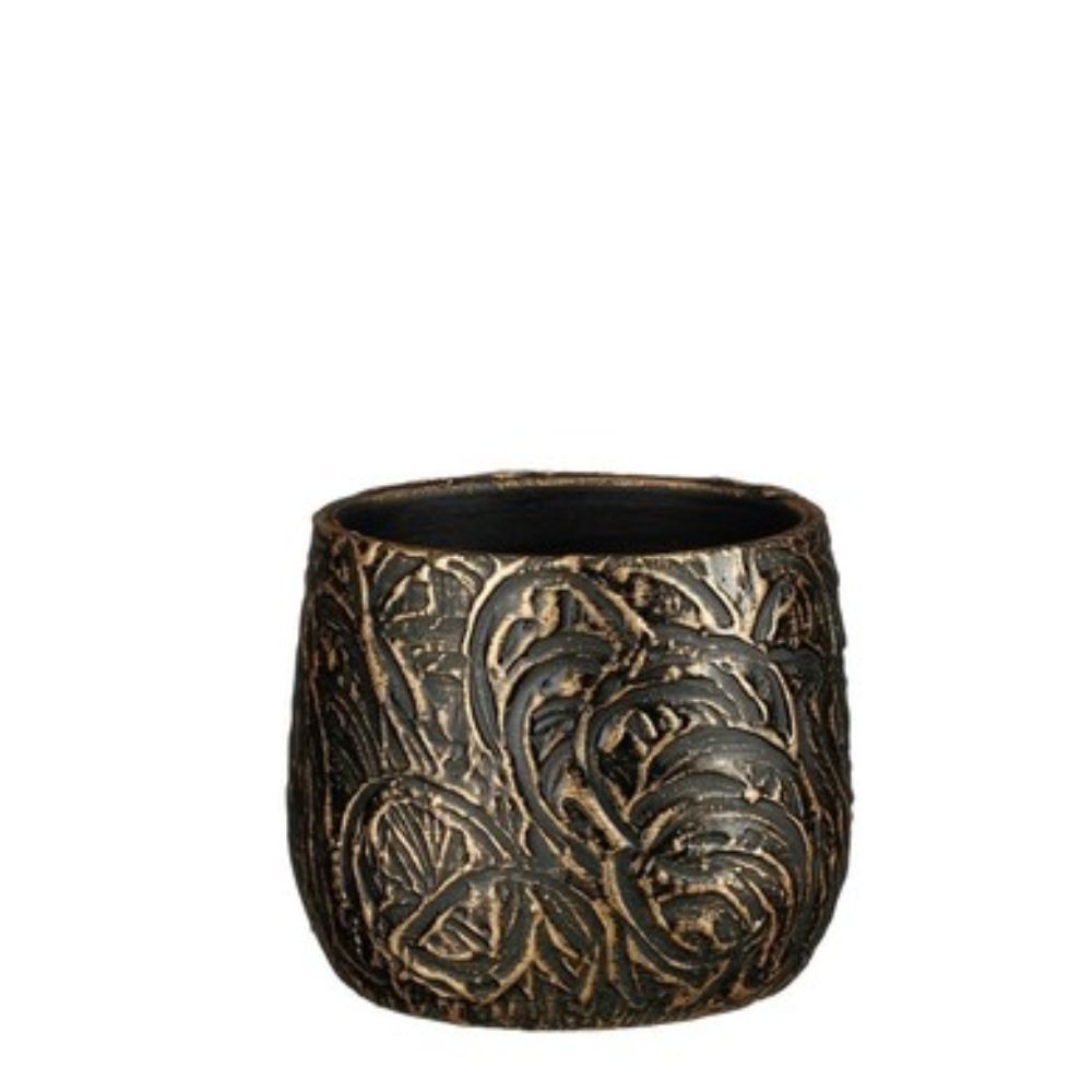 Mica Decorations 15cm Gold Round Arthur Pot