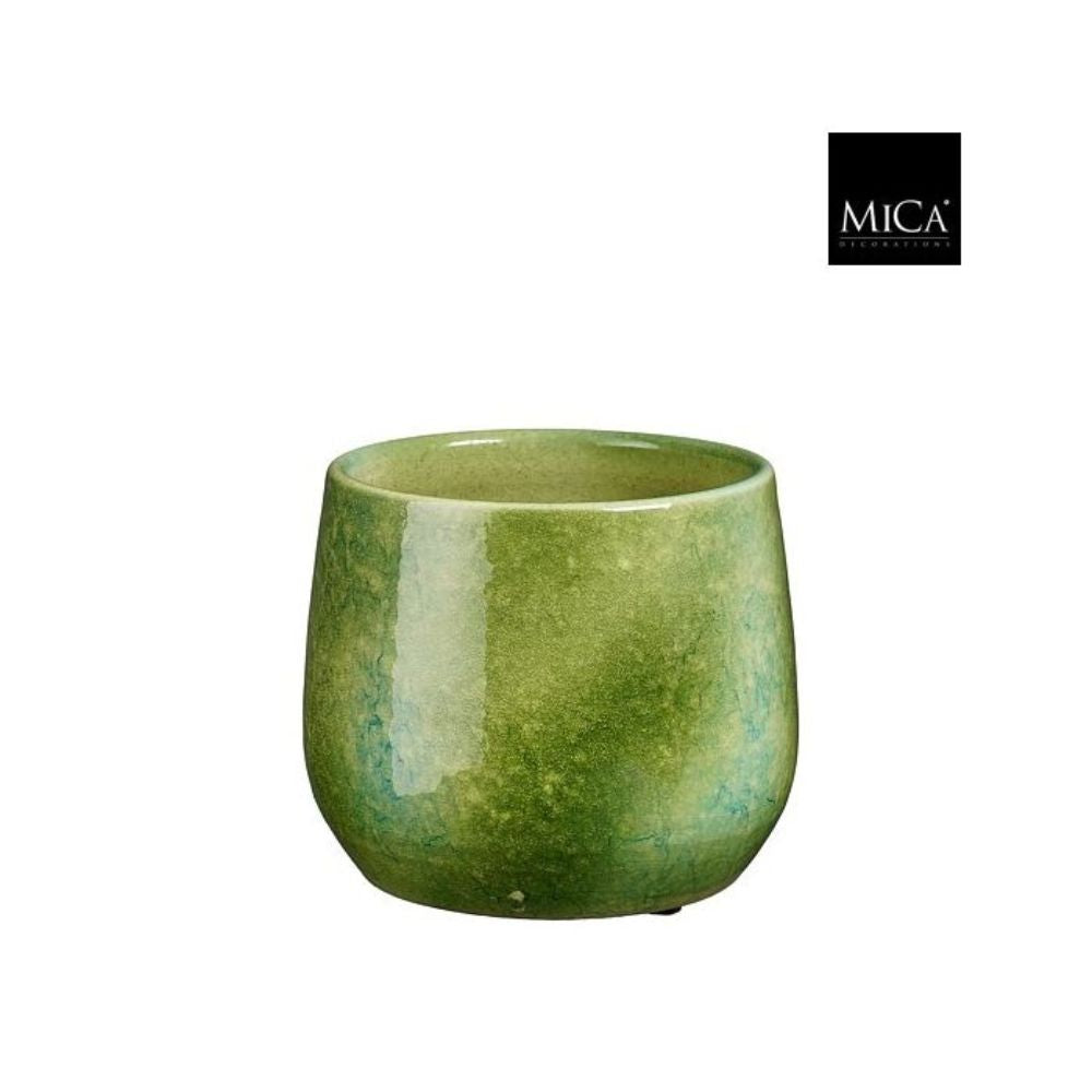 Mica Decorations Hugo Pot Round Green - H15 x D17cm
