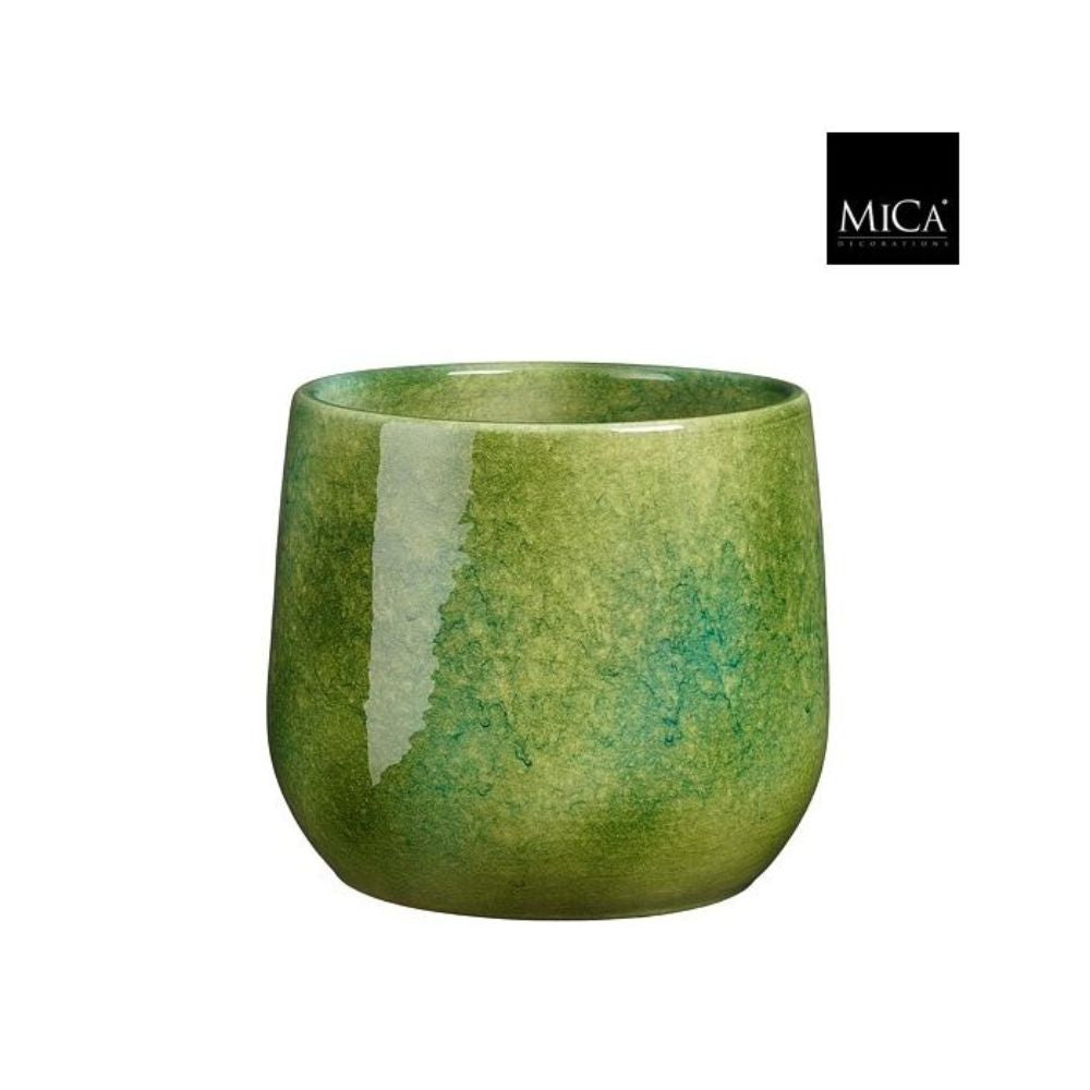 Mica Decorations Hugo Pot Round Green - H21 x D22cm