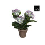 Mica Decorations Hydrangea Artificial Plant in Pot - H40 x D35cm - Purple