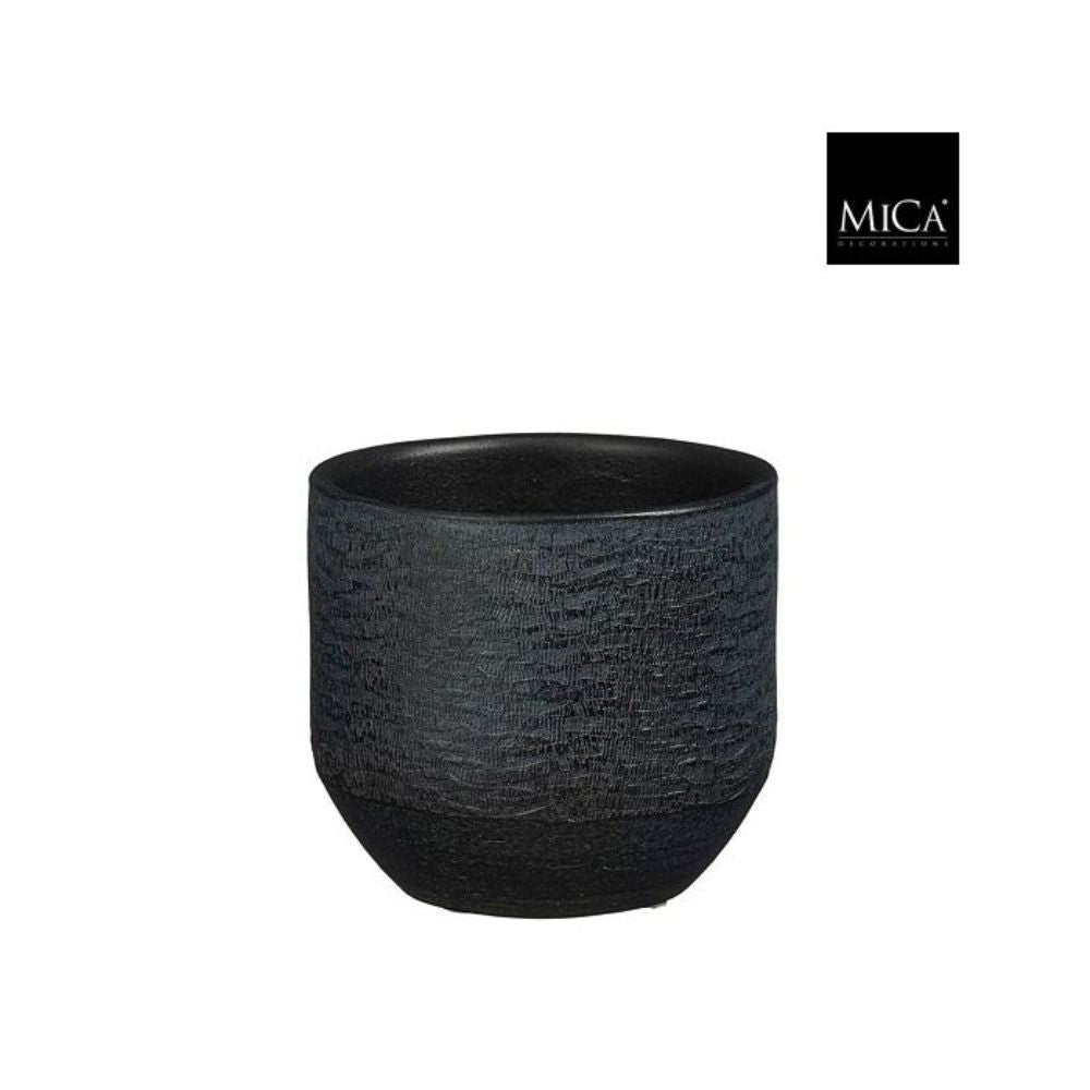 Mica Decorations Jonas Pot Round Anthracite - H13 x D14cm