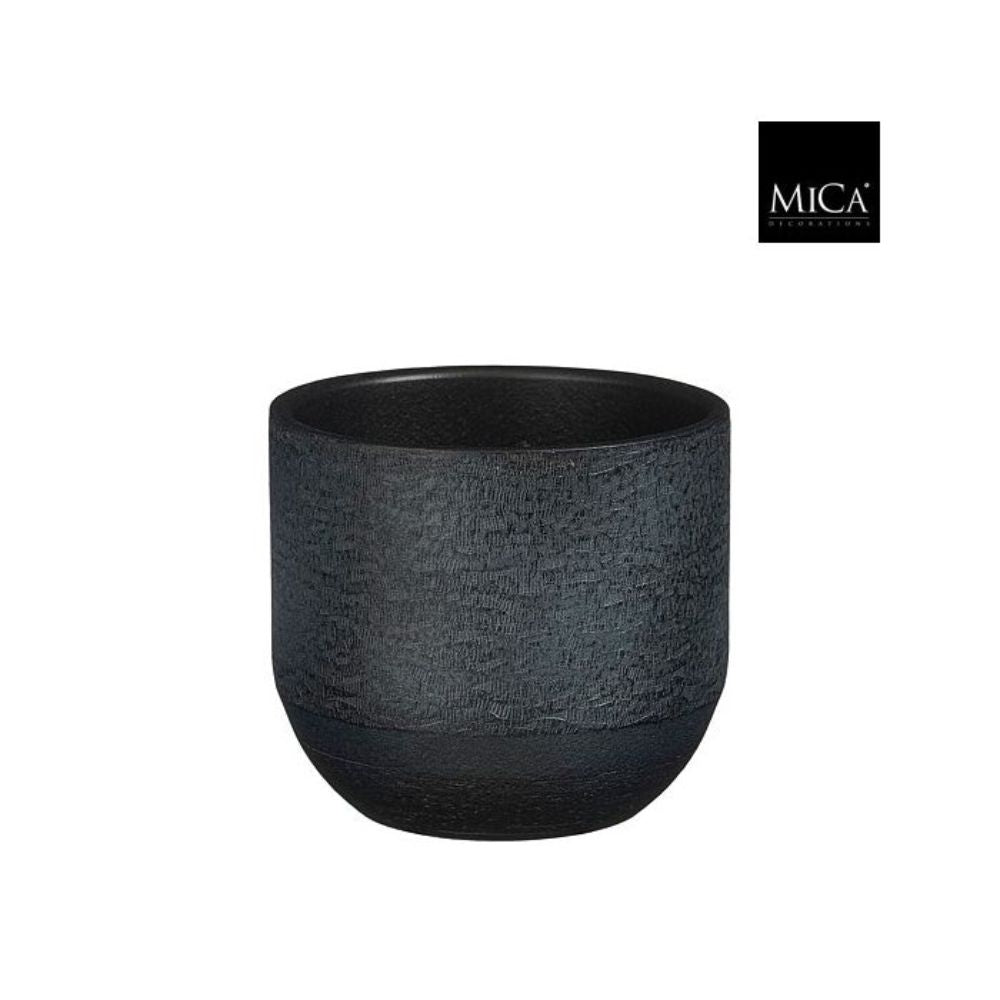 Mica Decorations Jonas Pot Round Anthracite - H15 x D16cm