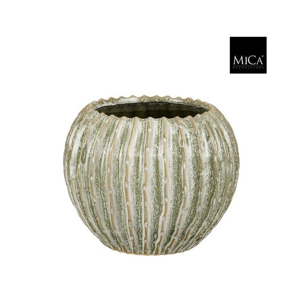 Mica Decorations Jovi Pot Round Green - H20 x D26cm