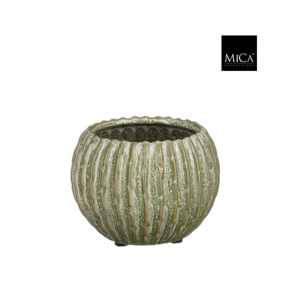 Mica Decorations Jovi Pot Round Green H9.5xD12.5cm