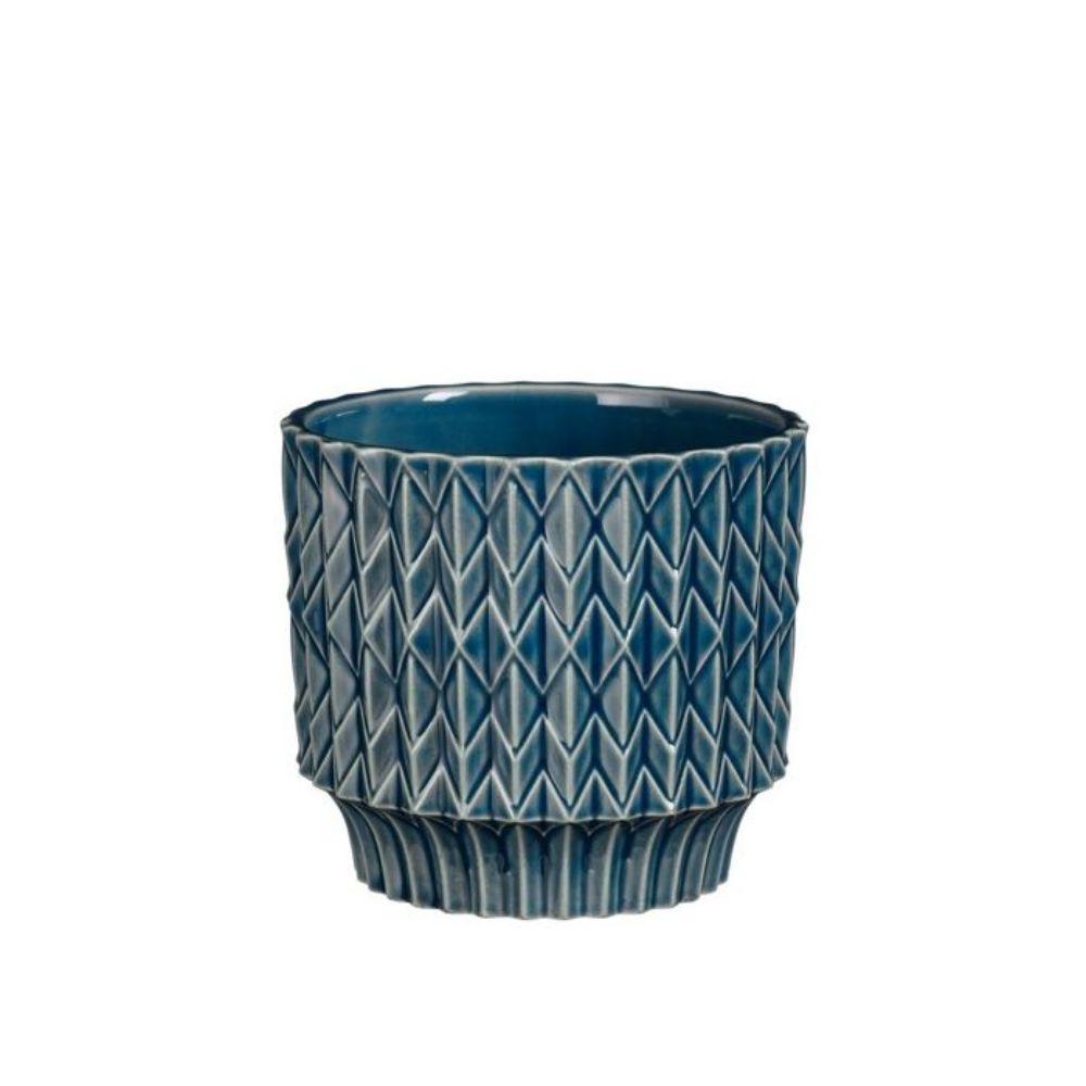 Mica Decorations Lauria Pot Round Blue - H11 x D12cm