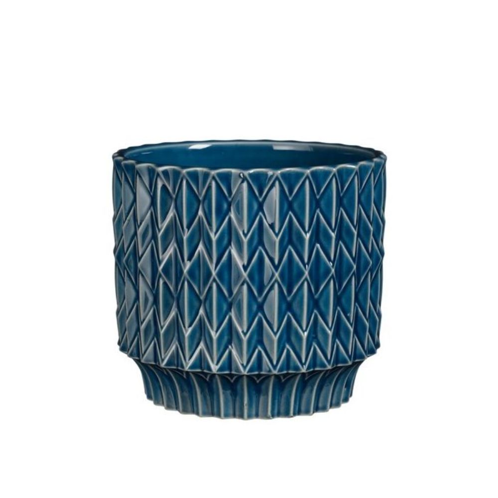 Mica Decorations Lauria Pot Round Blue - H15.5 x D17cm