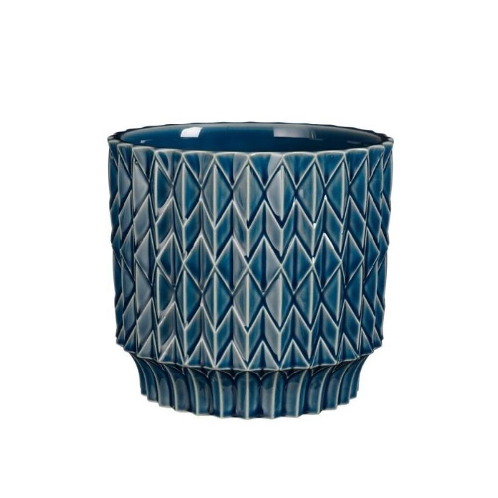 Mica Decorations Lauria Pot Round Blue - H18 x D19cm