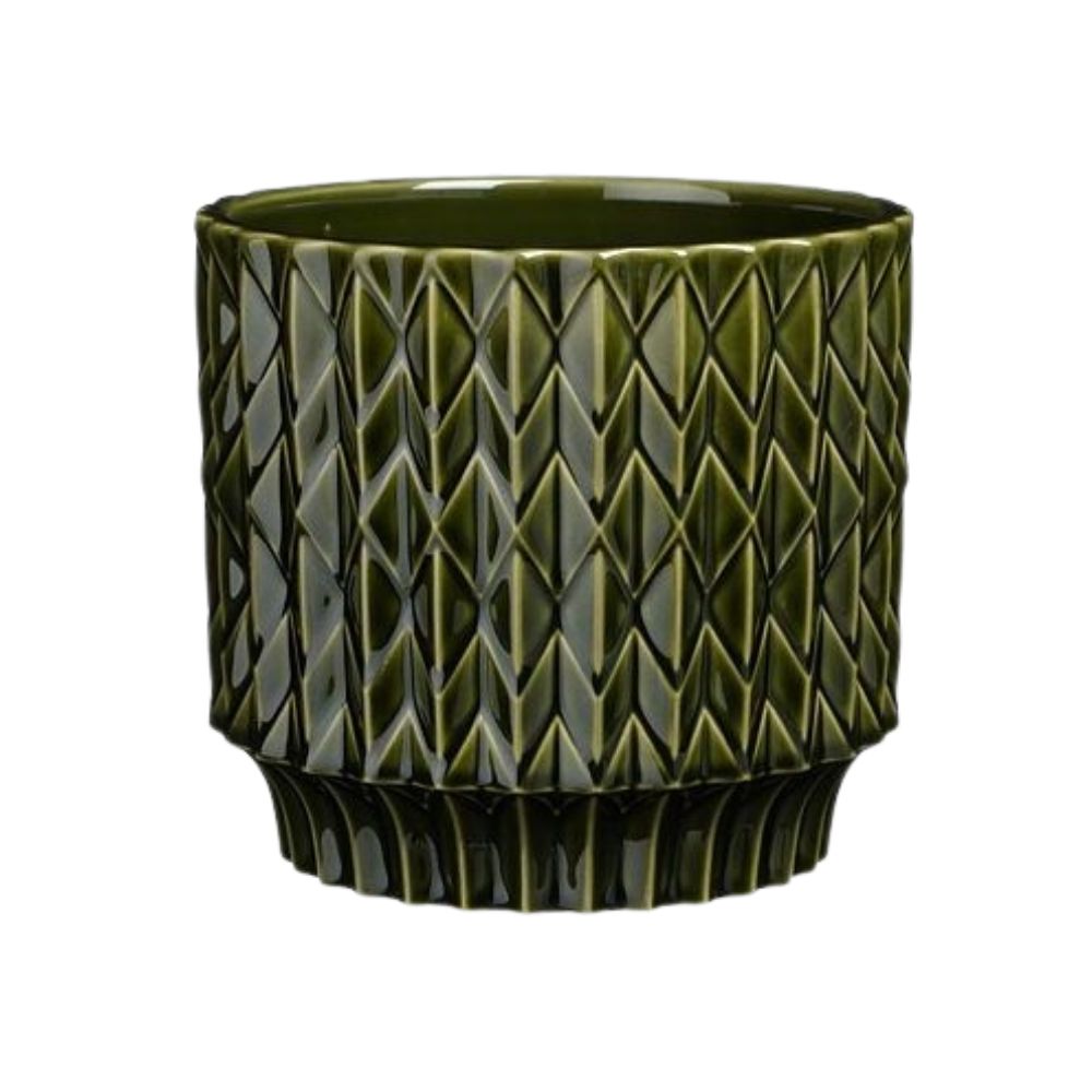 Mica Decorations 6cm Lauria Round Glazed Pot - Green