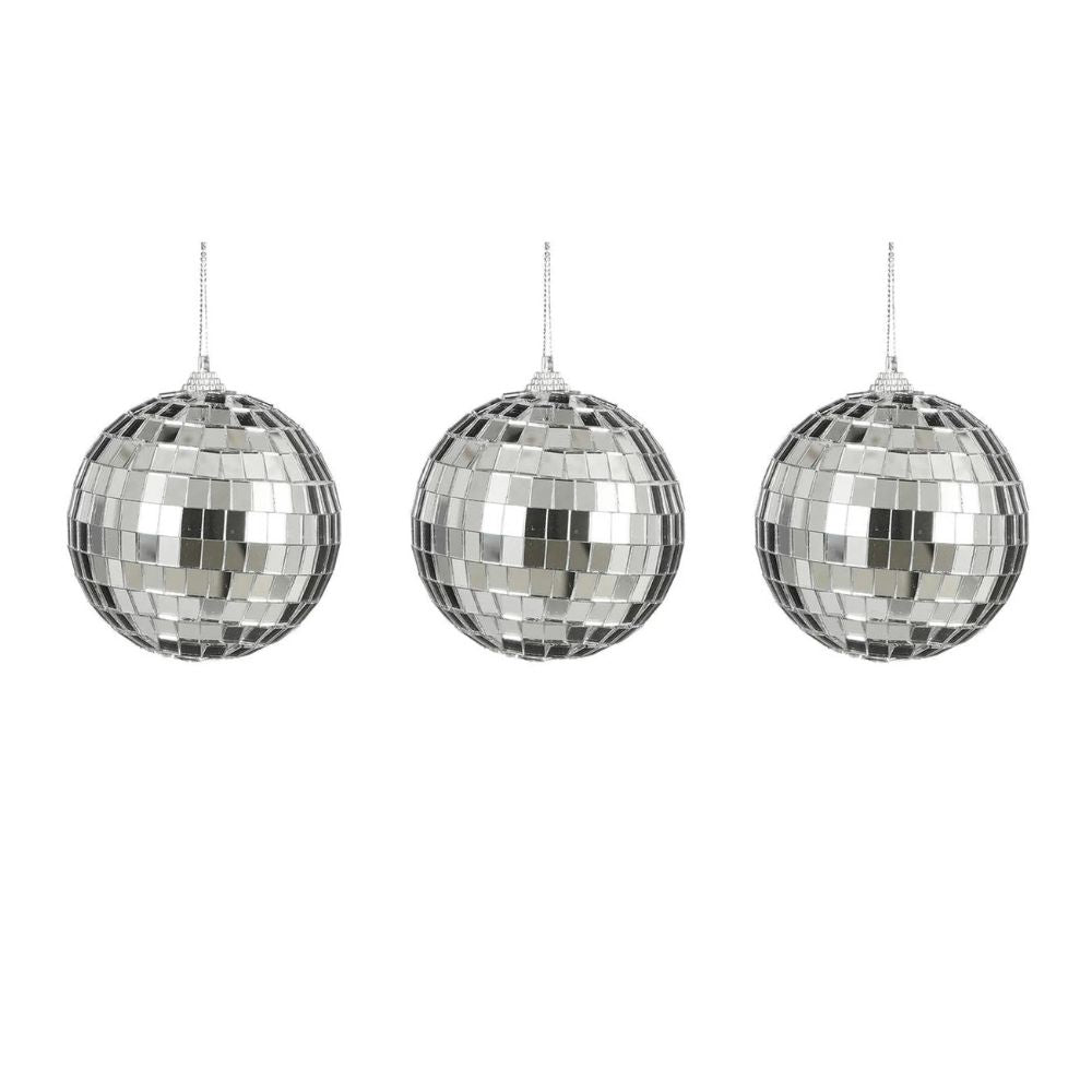 Mica Decorations 8cm Mirror Ball Hanging Decoration - (Pack of 3)