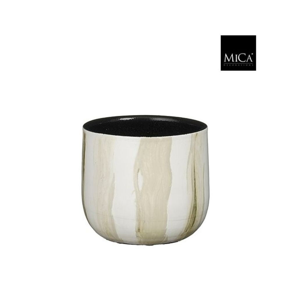 Mica Decorations Nigel Pot Round Off White - H13 x D15cm