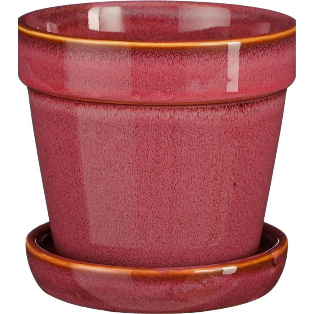 Mica Decorations 11cm Pink 'Clint' Pot with Saucer